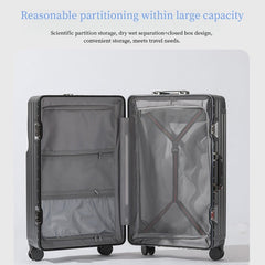 2026 New Large Capacity Front Opening Aluminum Frame Luggage With ABS PC Zipper Boarding Box 20-28 Inches