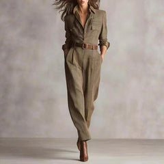 Combinaison chic à carreaux pour femme, printemps et automne