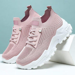 Women's Summer Flying Woven Lace Up Running Shoes