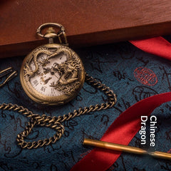 Chinese Dragon Coiled-dragon Mechanical Movement Pocket Watch