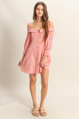 Button Down Spaghetti Strap Mini Dress with Pockets-Elegant, Chic Summer Dress with Feminine Spaghetti Straps, Functional Pockets, and Button Down Front for Effortless Style