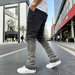 Jean pour hommes délavé en dégradé, style streetwear