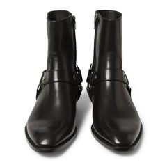 Pointed-toe Leather Martin Boots For Men