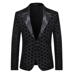 Stage Banquet Host Party Diamond-Shaped Sequin Suit Tuxedo Coat