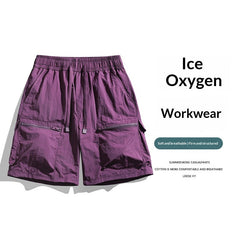 Short de travail pour homme en soie glacée, fin et mi-long, pour l'été