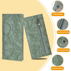 Floral Carved Womens Long Wallet With Embossed Pattern