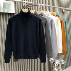 Mens Loose-fitting Warm Turtleneck Knit Sweater