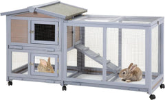 Rabbit Hutch Wooden Rabbit Cage Two Layers Chicken Coop Outdoor Indoor Bunny Cage Guinea Pig Cage Waterproof Roof Bu
