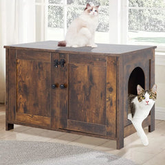 Cat Littler Box Enclosure, Wooden Cat Litter Box Furniture Hidden with Removable Divider & Reversible Entrance, Cats Wash