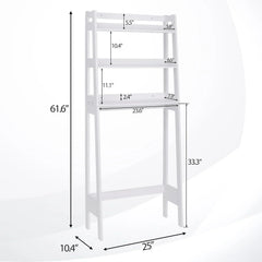 3 Tiers Over The Toilet Bathroom Storage Shelf, Freestanding Wooden Bathroom Organizer Rack with Shelves for Laundry