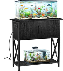 20-29 Gallon Fish Tank Stand with Cabinet for Fish Tank Accessories Storage, Metal Double Aquarium Stand, 30.71''L x 12.6''