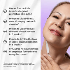 Viral tightening neck cream in use, highlighting skin improvement benefits.
