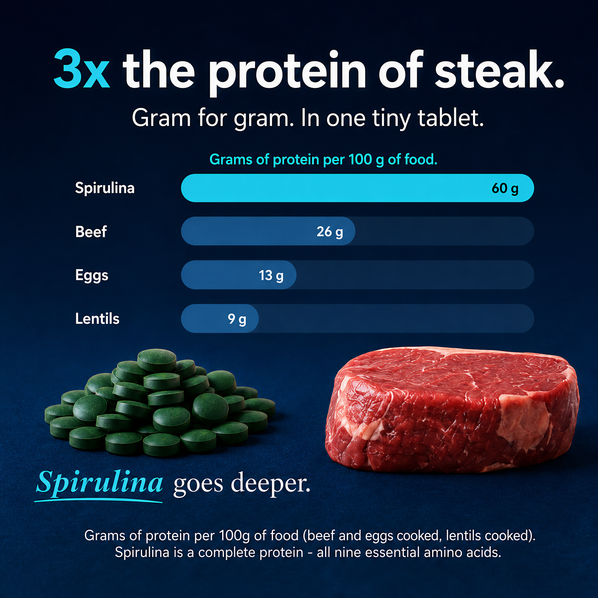 ENERGYbits Spirulina Tablets supplement facts and nutrition label