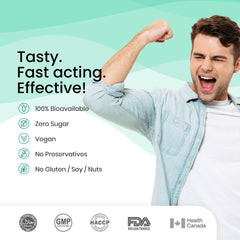 Wellbeing Nutrition Melts Tiras finas orales veganas de vitamina B12 - sabor a naranja y menta brumosa