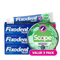 Fixodent Plus Scope Secure Denture Adhesive 2oz/3pk - Imperfect Box