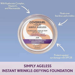 COVERGIRL + Olay Simply Ageless Wrinkle Defying Foundation Compact 225 Buff Beige 0.4oz - New