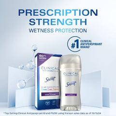Antitranspirant et déodorant solide invisible Secret Clinical, lavande fraîche, 2.6oz - Emballage imparfait