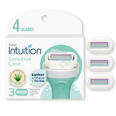 Recambios de cuchillas para afeitadora femenina Schick Intuition Sensitive Care, 3 unidades - Caja imperfecta