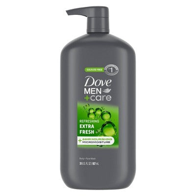 Dove Men+Care Extra Fresh gel limpiador refrescante para cuerpo y rostro con dispensador 30 fl oz - Envase imperfecto