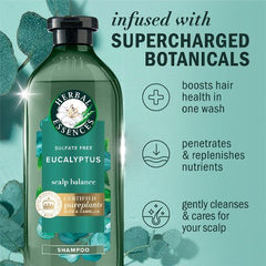 Shampooing sans sulfates Herbal Essences à l’eucalyptus pour cuir chevelu sec, 13.5 fl oz - Contenant imparfait
