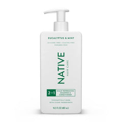 Tratamiento 2 en 1 para refrescar el cuero cabelludo de eucalipto y menta de Native, 16.5 fl oz - Envase imperfecto