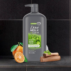 Dove Men+Care Extra Fresh gel limpiador refrescante para cuerpo y rostro con dispensador 30 fl oz - Envase imperfecto