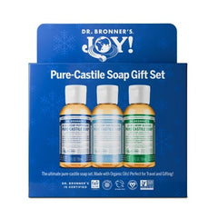 Coffret cadeau trio Dr. Bronner's menthe poivrée, amande, sans parfum 2oz - boîte imparfaite
