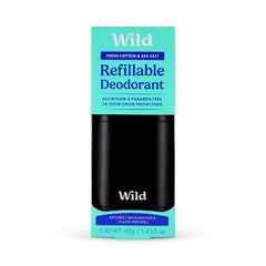 Wild Cosmetics Cream Deodorant Refill Fresh Cotton & Sea Salt with Black Case 5.29oz - Imperfect Box
