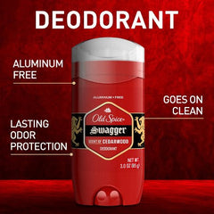 Déodorant solide sans aluminium pour hommes Old Spice Red Collection, parfum Swagger, lot de 2, 3 oz - boîte imparfaite