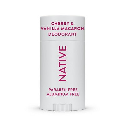 Déodorant solide Native pour femmes ; hommes Cherry ; Vanilla Macaron sans aluminium 2.65oz - Contenant imparfait