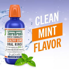 Bain de bouche TheraBreath Healthy Gums Clean Mint 33.8 fl oz - Emballage imparfait