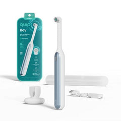 Brosse à dents électrique rechargeable oscillante quip Rev blanche/bleue - Boîte imparfaite