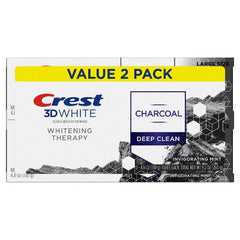 Pasta dental blanqueadora 3D Whitening Therapy Charcoal de Crest, 4.6oz/2pk - Caja imperfecta