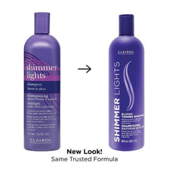 Shampooing déjaunissant Clairol Professional Shimmer Lights pour cheveux blonds, 16 fl oz - Contenant imparfait