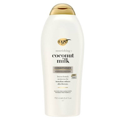 OGX après-shampooing nourrissant au lait de coco, format salon 25.4 fl oz - contenant imparfait