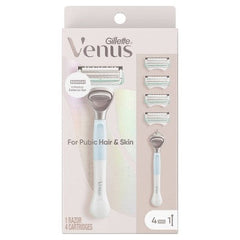 Rasoir Venus pour les poils et la peau pubiens, lot économique avec manche + 4 recharges de lames - Boîte manquante