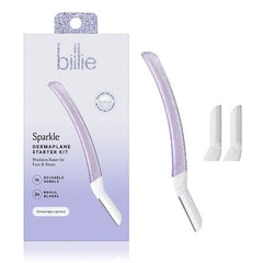 Billie Sparkle Dermaplaning Starter-Kit Wiederverwendbarer Griff + 3 Nachfüllklingen – Verpackung beschädigt