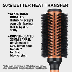 Brosse ronde Conair Copper Pro en poils de sanglier mélangés - Boîte imparfaite