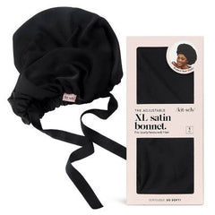 Bonnet de nuit en satin Kitsch, noir - Emballage imparfait