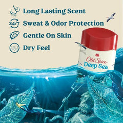Old Spice Deep Sea Solid Antiperspirant & Deodorant for Men Sea Mineral Scent 2.6oz/2pk - New