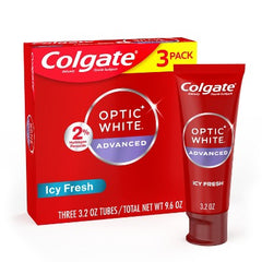 Colgate Optic White Adv Whitening Toothpaste Icy Fresh  3.2oz/3pk - Imperfect Box