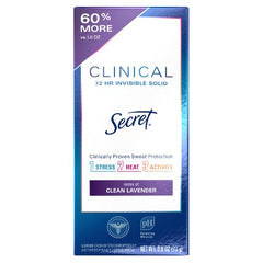Antitranspirant et déodorant solide invisible Secret Clinical, lavande fraîche, 2.6oz - Emballage imparfait