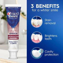 Crest 3D White Advanced Glamorous Teeth Whitening Toothpaste 3.3oz/3pk - Imperfect Box