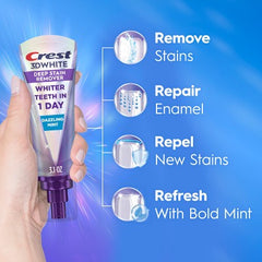 Crest 3D White Deep Stain Remover Daily Toothpaste Dazzling Mint 3.1oz - New