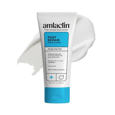 Crema terapéutica para reparar los pies AmLactin Foot Repair con AHA, sin fragancia, 3 oz - Nueva
