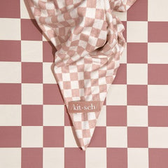 Kitsch Extra Large Quick-Dry Hair Towel Wrap Terracotta Checker - New