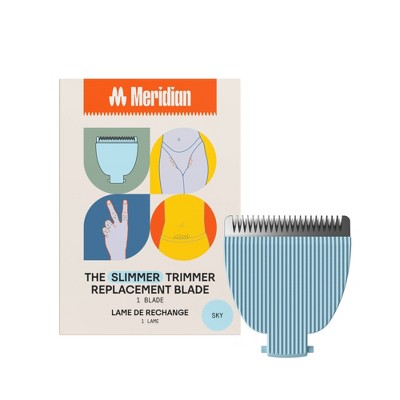 Recortadora Slimmer Trimmer de Meridian de precisión para vello púbico y corporal, con cuchilla cerámica, cuchilla de repuesto individual azul cielo - Nueva