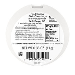 Neutrogena Skin Clearing Pressed Powder 50 Soft Beige 0.38oz - New