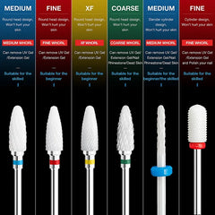 1 unidad Brocas de cerámica para fresadora de uñas, taladros eléctricos de manicura, brocas para fresadora de pedicura, limas para máquina, accesorios y herramientas de nail art