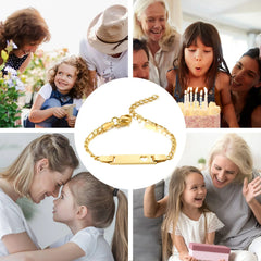 Vnox Custom Engrave Mom Duaghter Son Name Baby Bracelets, Anti Allergy Stainless Steel Baptism Love Gifts, Adjustable Jewelry